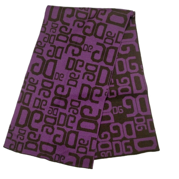 Dolce & Gabbana Accessories - Dolce & Gabbana Black and Purple Wool Scarf EUC